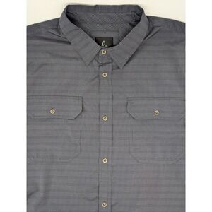 PrAna Shirt Mens XL Gray Plaid Cayman Button Up Short Sleeve‎ Hiking Outdoor